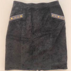 Danier black suede vintage skirt